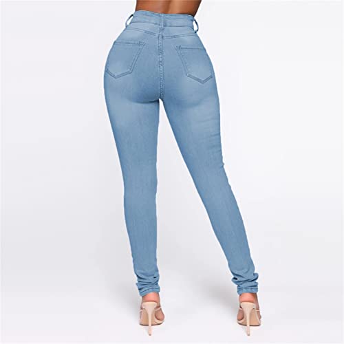 Maiyifu-GJ со висок половината искина слаби фармерки за жени потресени задник лифт моливни панталони тенок измиен џин панталони