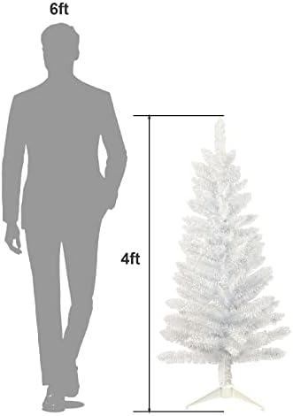 4ft вештачка елка со штанд - превенција од пожар и отпорни на временски услови, лесно се собере бело дрво за дома, канцеларија, забавна декорација