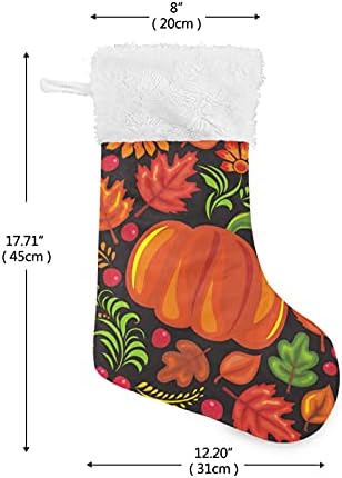 Алаза Божиќни чорапи лисја од тиква и цветни класични персонализирани големи декорации за порибување за семејни сезонски празници