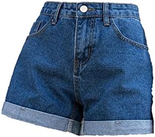 Shortsенски гроздобер тексас шорцеви се протегаат обични обични фармерки со високи половини од шорцеви од полите со џебови со џебови