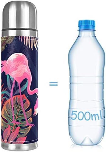Фламинго животинска термичка чаша шише со шише со вода од не'рѓосувачки челик вакуум изолирани термос со капак 17 унца