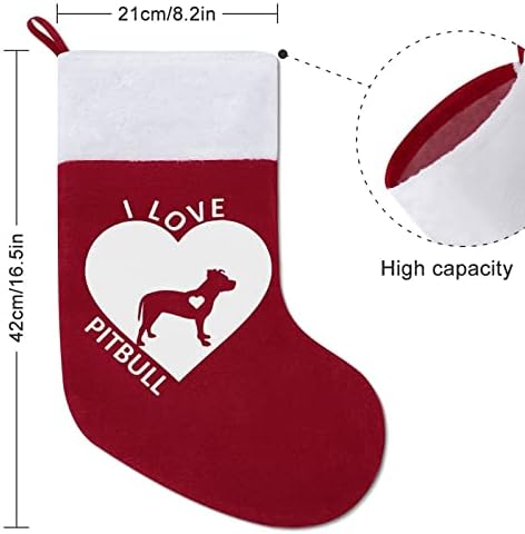 Го сакам моето кучиња Питбул црвено Божиќни празници за домашни украси за домашно дрво камин што виси чорапи