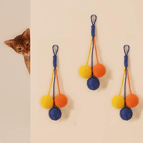Ниско играчка со мачки смешни мачки стапчиња залак отпорна на мачка коноп јаже топка/мачка игра мачка играчка самостојно/мачка шарена коноп