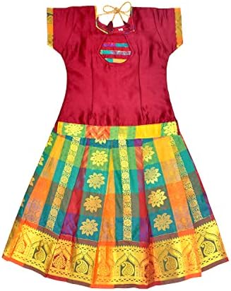 Чандракала Деца Патту Павадаи Етнички Традиционален Лехенга чоли Чанија Чоли Фустан Здолниште Блузи За Девојки