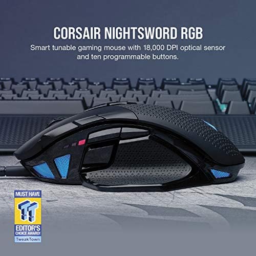 Corsair K100 RGB Оптичко -механичка тастатура за игри - Corsair OPX RGB Оптичко -механички клучеви и Nightsword RGB - Comfort Performer
