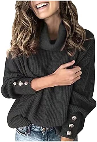 Amensенски пад на џемпери од женски мода со долга ракав цврста боја плетена пулвер џемпер Елегантен обичен скокач врвови
