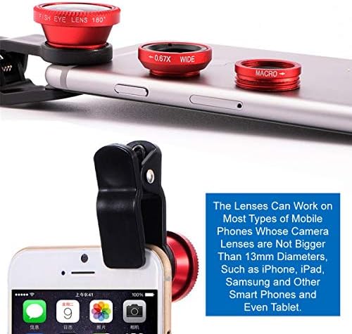 КИНГМАС 3 Во 1 Универзална Леќа За Рибни Очи + Широкоаголна Леќа + Комплет За Леќи За Камера Со Макро Клип за iPad iPhone Samsung