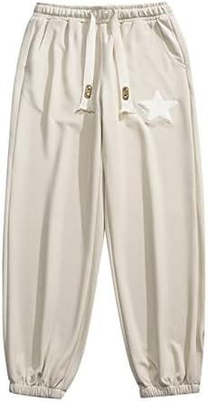 Машки панталони 44х30 Машки Пролетни И Есенски Обични Модни Ѕвезди Лого За Везење Цврста Врвка За Влечење Атлетски Фит Панталони