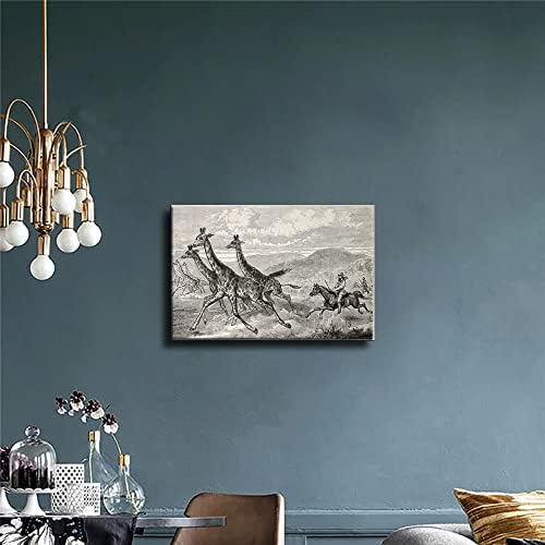 Лов на жирафа, едноставно сликарство, модерна апстрактна уметност масло сликарство слика печатење дневна соба дома декорација wallид