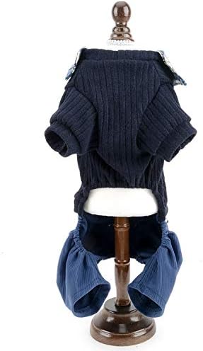 Smalllee_lucky_store колеџ плетена џемпер карирана кошула кучиња облеки, сина боја