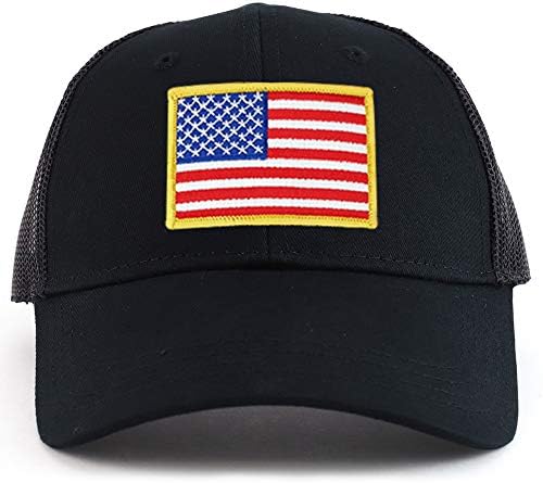Армиски Екипаж Жолто Американско Знаме Лепенка Младинска Големина 6 Панел Камионџија Бејзбол Капа