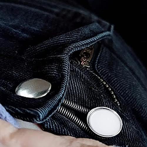 Ehooyau 12 парчиња еластично Extender Elastic копче Extenders Метално копче за јака се протегаат за манжетни за облекување фармерки панталони