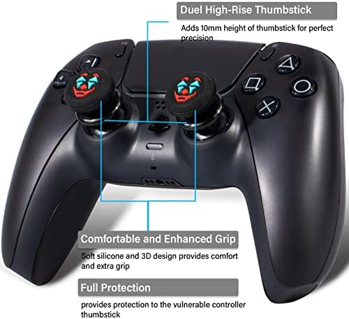 Playrealm FPS Палецот Екстендер &засилувач; Текстура Гума Силиконски Зафат Капак 4 Сета ЗА PS5 Dualsenese &засилувач; PS4 Контролер