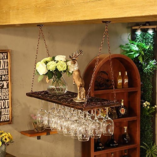 Стилска едноставност Европско ковано железо виси држач за вина, држач за висина стаклена чаша, пимм, бронза, 100 * 31 см