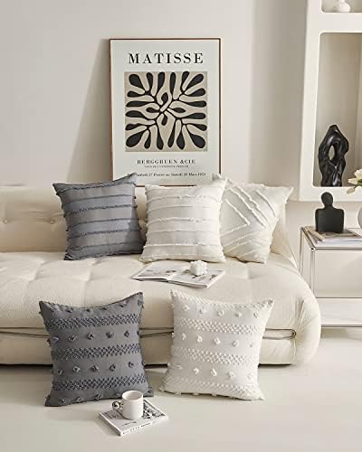 Beda Home Pack од 2 декоративни капаци на перници за троседот на каучот, 3D изглед лента за дизајн поликотон пријатна плоштад меки капаци