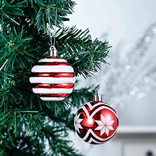 Валери Медлин Божиќен Декор За Пакет За Домашна Вредност | Традиционални Црвени Бели Украси За Божиќни Топки 24ct 60mm Со Божиќна