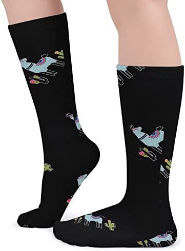 ПЛЕВЕЛКЕЈАТ Симпатична Лама Со Кактус Дебели Чорапи Новина Смешно Печатење Графички Обични Чорапи Со Топла Средна Цевка За Зима