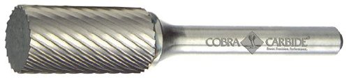 Cobra Carbide 10019 Микро зрно цврсто карбид цилиндричен закопче, двојно сечење, облик A SA-42, 1/8 дијаметар на шанк, 3/32 Дијаметар на главата,