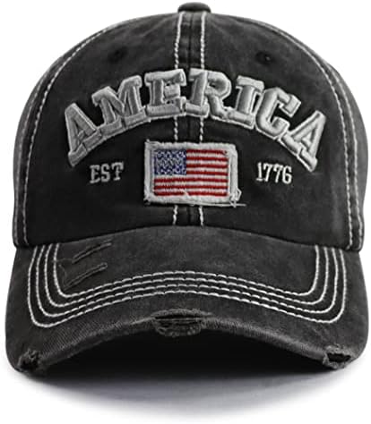 Gzacdeope Американско знаме за мажи за мажи, смешен прилагодлив памук извезен потресен бејзбол капа