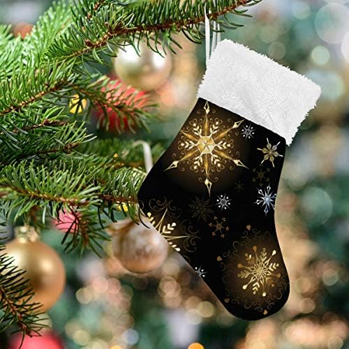 Алаза Божиќни чорапи златни снегулки Класични персонализирани мали декорации за порибување за семејни сезонски празници за забави Декор