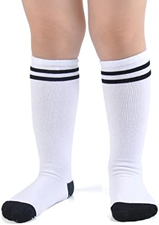 Епеј Висок Колено Чорапи Со Нелизгачки Зафат Дете Атлетска Лента Тимска Цевка Чорапи Деца Момчиња Девојчиња 5-Пакет