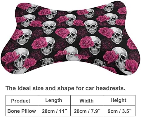 Черепи и розови рози перница за вратот на вратот од 2 перници за перници за автоматска глава за патувања за патувања дома