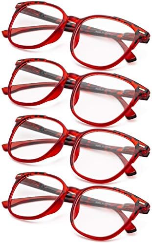 Gr8sight дами за читање очила - 4 пакуваат големи квадратни читатели за жени
