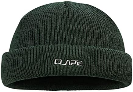 Clakllie Cufted плетена капа череп -капа со капаче со класична ребра текстура докер за гледање акрилик топло скијачки тобоган капи.