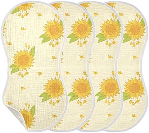 Kigai Cartoon Sunflower Muslin Baby Burp Clains, големи апсорбирачки памучни муслински крпи од 2, мијалници, пешкир за лице, Библи за девојчиња