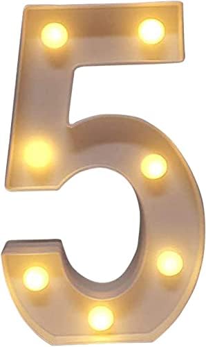 LED број 5 светла потпишете 5 осветли знак совршен за настани или домашен декор ноќен светло свадба роденденска забава батерија