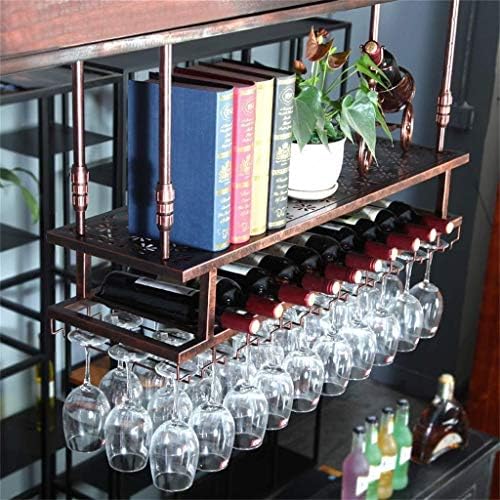 Стилска едноставност, двојно ниво на метални тавани за вино, чаша за чаша од шампањ/држач за држачи за лапчиња