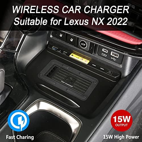 KZICWN Нов надградба на безжичен полнач за безжични автомобили, 15W Брза безжична подлога за полнење на телефон за Lexus NX 2022,