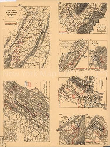 1880 мапа | Мапи илустрирајќи ја кампањата на генералот Т. Jексон во Шенандоа ВА