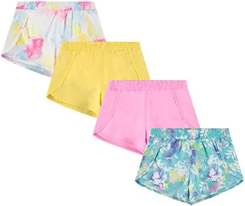 Btween Girls 4-парчиња летни шорцеви | Перформанси Делфини шорцеви | Спортски трчање шорцеви за деца - разновидни бои
