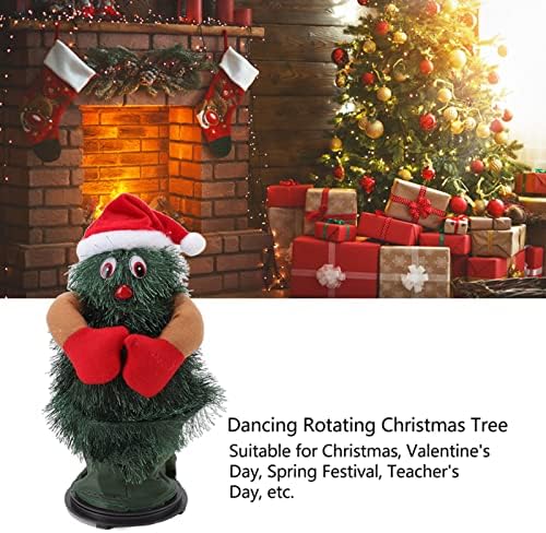 Plplaaoo Електрична елка, Божиќни украси пеење и танцување Божиќна кадифен играчка, ротирачка музика за танцување новогодишна играчка, подароци