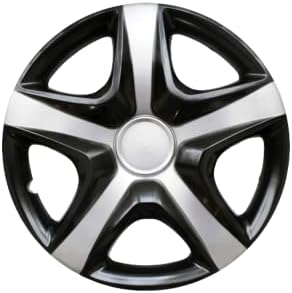 16 -инчен Snap на Hubcaps компатибилен со Nissan Sentra - сет од 4 капаци на раб за тркала од 16 инчи - црна и сива боја