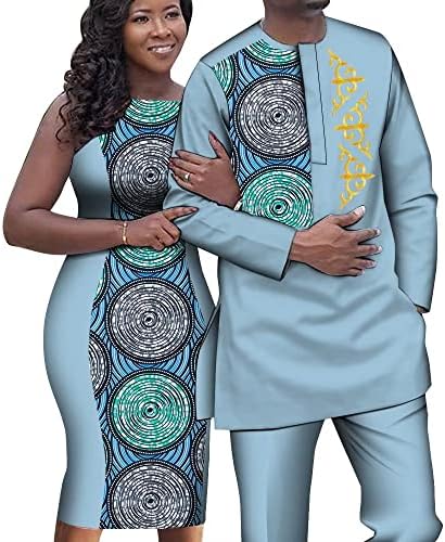 Уунут Африканска Двојка Облекува Жени Фустани Без Ракави И Дашики Машки Кошули И Панталони Комплет Крпеница Љубовник Африканска