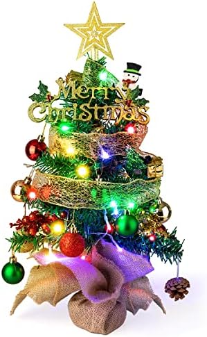 Божиќни украси, украси за новогодишни елки во затворен простор Мини новогодишна елка, вештачка елка со предводени лесни жици и украси