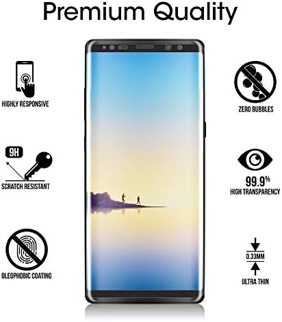 Амфилм Стаклен Заштитник На Екранот За Samsung Galaxy Note 8, Покриеност На Цел Екран, 3d Закривено Калено Стакло, Матрица Со Точки Со Лесна