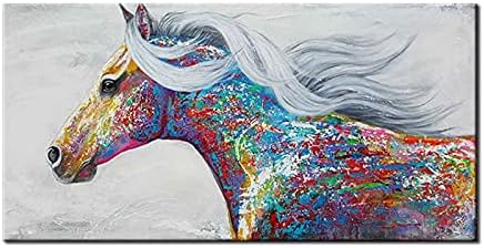 Yzbedset Апстрактно масло за сликање со голема големина платно постери за коњи рачно изработени животни wallидни слики за спална соба