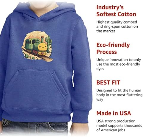 Цртан филм за печатење дете пуловер качулка - Дизајн на воз сунѓер руно качулка - кактус худи за деца
