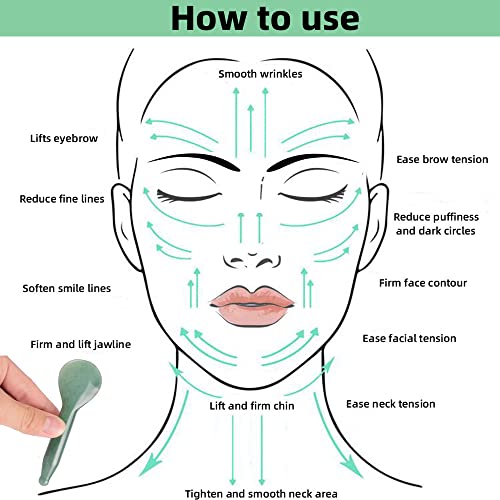 Алатки за масажа на adeад Гуа Ша природна зелена гуа Ша анти-стареење на кожата на лицето за подмладување на кожа против брчки анти-брчки