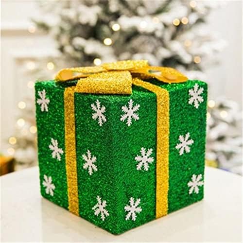 Ruluti 4PCS Божиќни кутии украси украси за новогодишни украси црвено зелена жолта снегулка кутии со лакови за украси за домашни забави