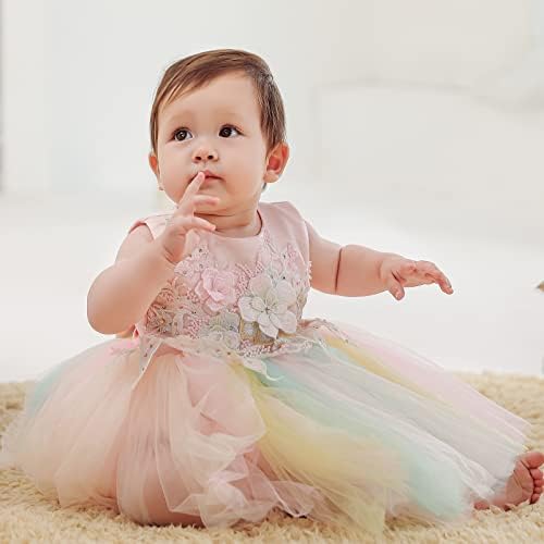 Xangirl Бебе девојче фустан официјално цвеќе на дете за крштевање крштевање на туту фустан за роденден на свадба 0-24 месеци