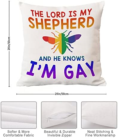 Виножито гордост геј лезбејски истиот пол ЛГБТК фрлајте перница Покријте го Господ е мојот пастир и тој знае дека сум геј пчела перница кутија