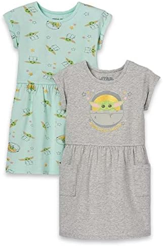 Војна на Starвездите Бебе Јода Бебе и Девојки Девојки Облека - Кртовен фустан со плетенка 2 -пакет - Девојки фустани