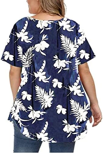 Хавајски тропски плажа блузи жени краток ракав vneck spancex цветни графички лабави вклопувани преголеми врвови девојки девојки