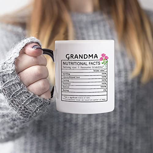Божиќни подароци за баба - Фуни баба хранливи факти кафе кригла 11oz - баба роденденски подароци, најдобра баба подароци, Божиќни