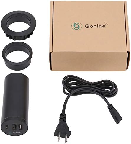 Gonine Desktop Power Power Grommet USB и Type C 30W полнач, 2 инчи скриен биро за напојување на куќиште, приклучок за полнење на USB