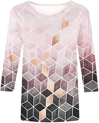 Летна есенска маица за женска облека долга 3/4 ракав памук екипаж вратот на вратот графички бренд бренд блуза VG VG